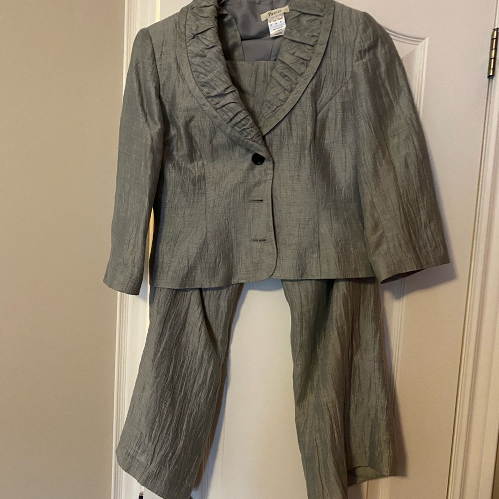 2 piece silver/grey pant suit